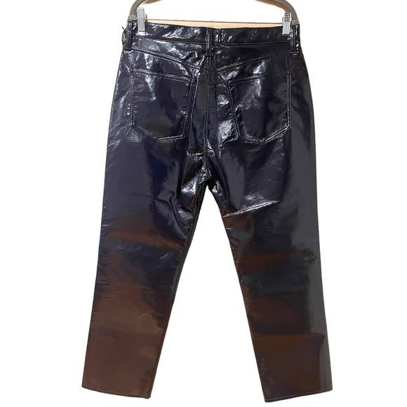 AGOLDE Recycled Leather 90's Pinch Waist Straight Leg Pants in Carbon (32) - Picture 7 of 14